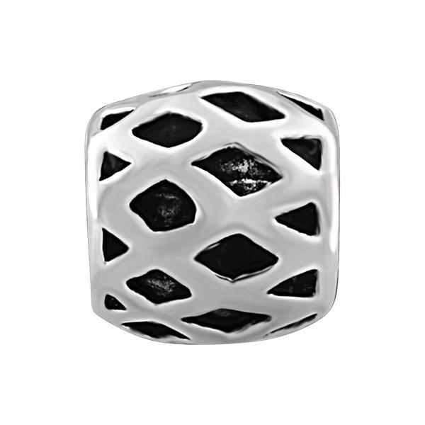 SILVER DIAMOND PATTERN BEAD BEA-YAF-0048