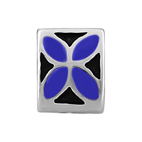 SILVER BLACK & BLUE FLOWER BEAD BEA-YAF-0090