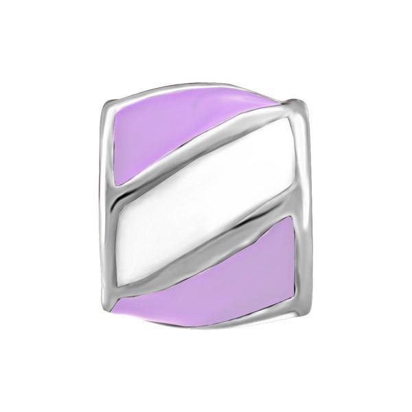 SILVER PURPLE & WHITE STRIPED BEAD BEA-YAF-0099