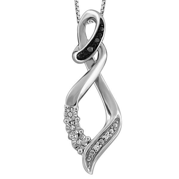 SILVER BLACK AND WHITE DIAMOND PENDANT PEN-SIL-1401