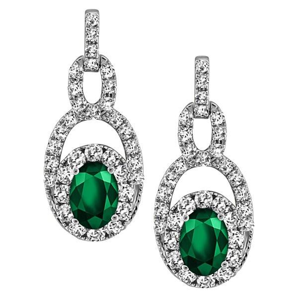 WHITE GOLD DIAMOND EMERALD EARRINGS EAR-GEM-1069