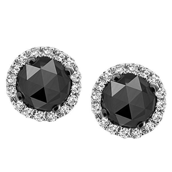 WHITE GOLD BLACK DIAMOND EARRINGS EAR-GEM-1071