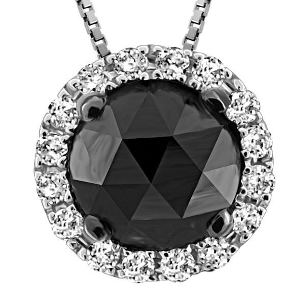 WHITE GOLD BLACK DIAMOND PENDANT PEN-GEM-1716