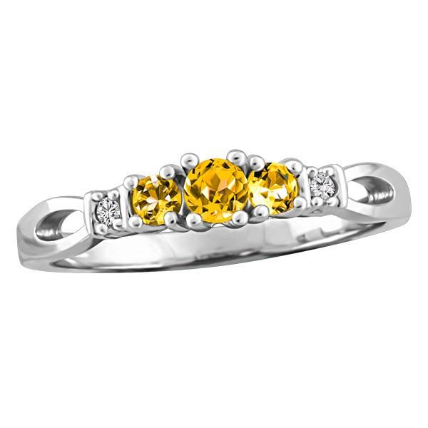 WHITE GOLD DIAMOND & CITRINE RING RIN-LGM-1001