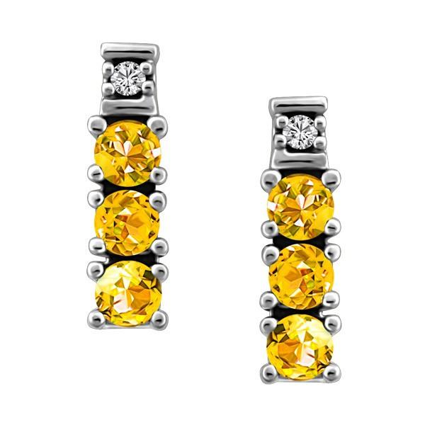 WHITE GOLD DIAMOND & CITRINE EARRINGS EAR-GEM-0440