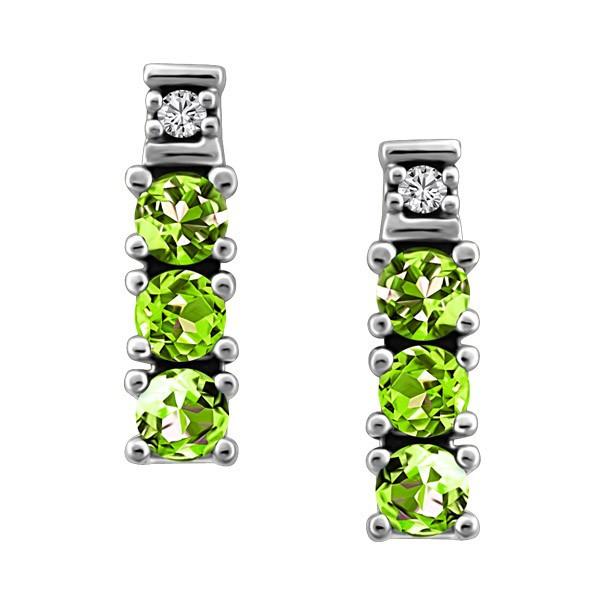 WHITE GOLD DIAMOND & PERIDOT EARRINGS EAR-GEM-0437