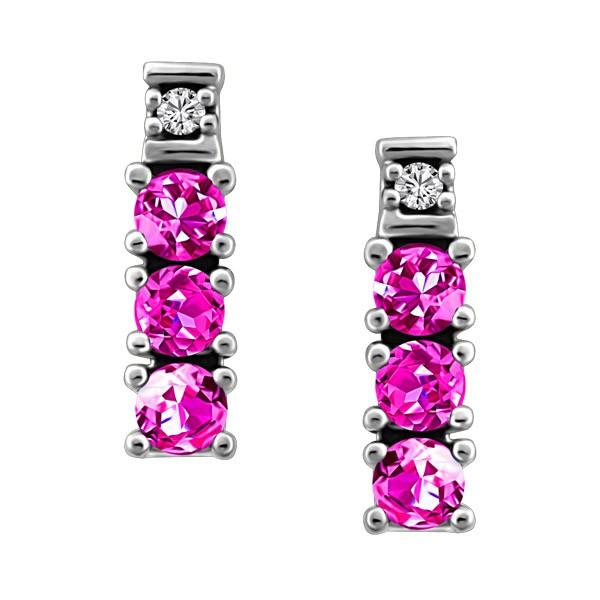 WHITE GOLD DIAMOND & RHODOLITE EARRINGS EAR-GEM-0443