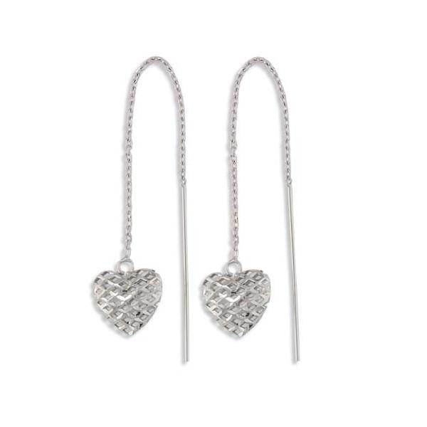WHITE GOLD HEART DANGLE EARRINGS EAR-GLD-2963