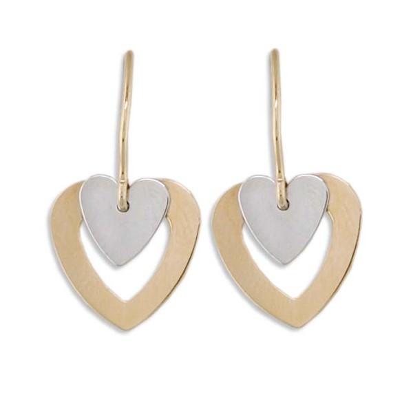 TWOL TONE GOLD HEART EARRINGS EAR-GLD-2845
