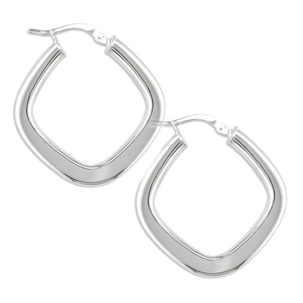 WHITE GOLD SQUARE HOOP EARRINGS EAR-GLD-2851