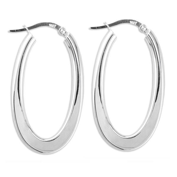 WHITE GOLD OVAL HOOP EARRINGS EAR-GLD-2965