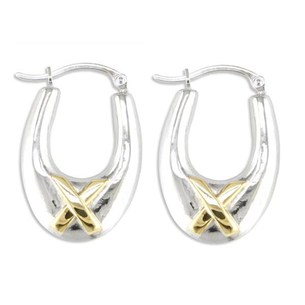 TWO TONE GOLD HOOP EARRINGS EAR-GLD-2949