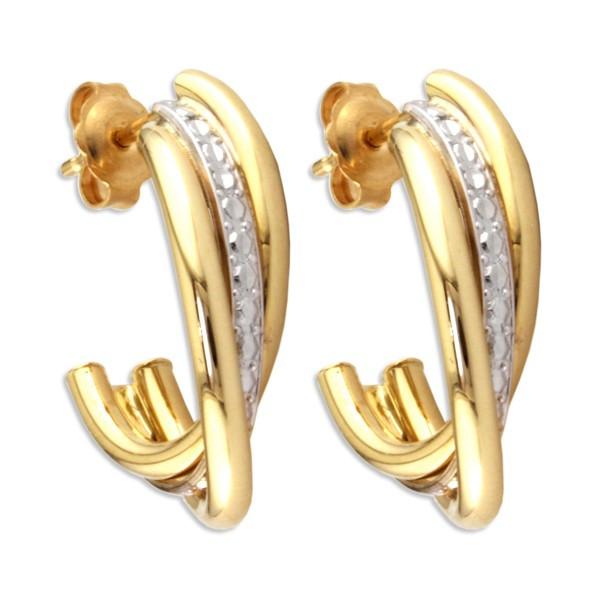 TWO TONE HIGH POLISH EARRINGS EAR-GLD-2864