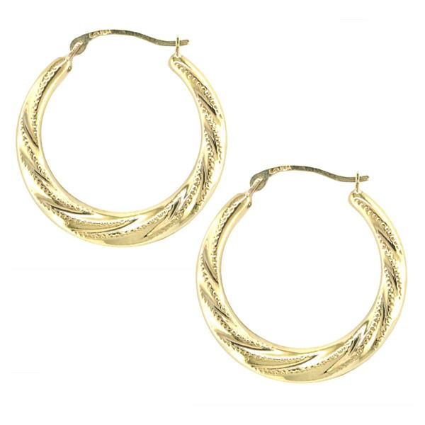 YELLOW GOLD FANCY HOOP EARRINGS EAR-GLD-2833
