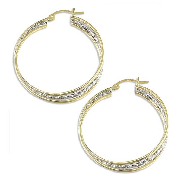TWO-TONE GOLD TRIPLE HOOP EARRINGS EAR-GLD-2828