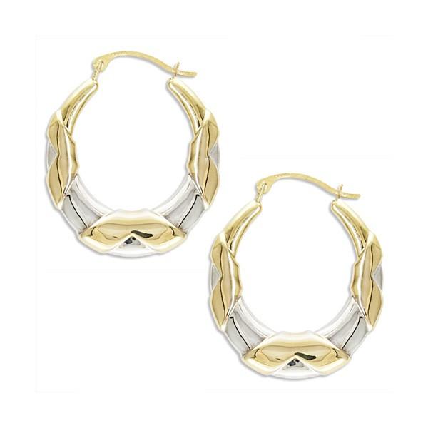 TWO-TONE GOLD FANCY HOOP EARRINGS EAR-GLD-2832