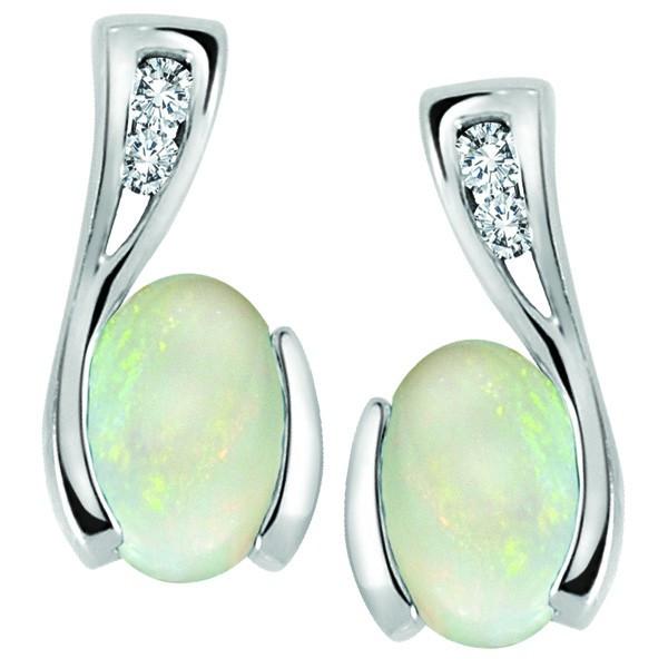 WHITE GOLD DIAMOND AND OPAL EARRINGS EAR-GEM-0139