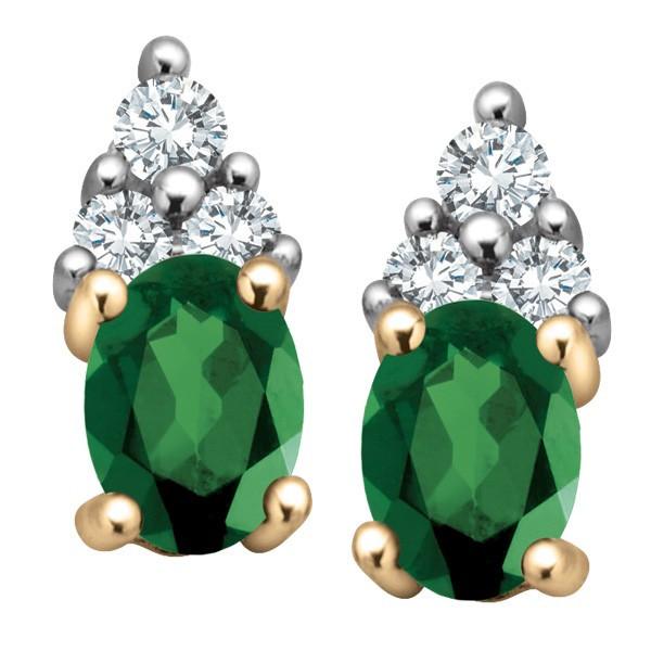 GOLD DIAMOND AND EMERALD EARRINGS EAR-GEM-0610