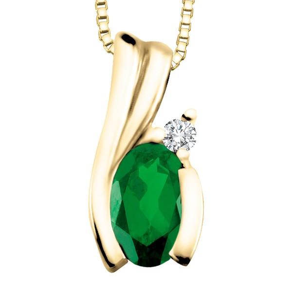 GOLD DIAMOND AND EMERALD PENDANT PEN-GEM-0169