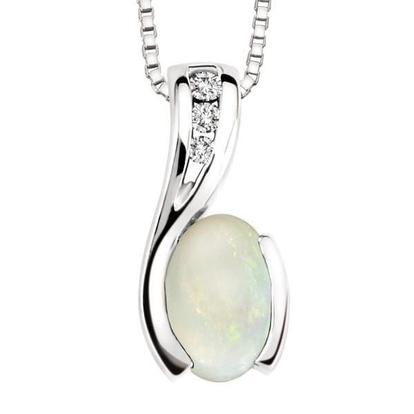 WHITE GOLD DIAMOND AND OPAL PENDANT PEN-GEM-0171