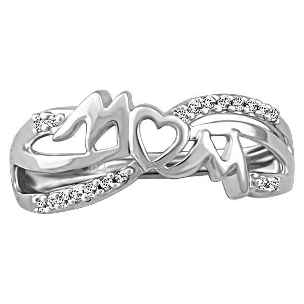 WHITE GOLD DIAMOND "MOM" RING RIN-LDI-2005