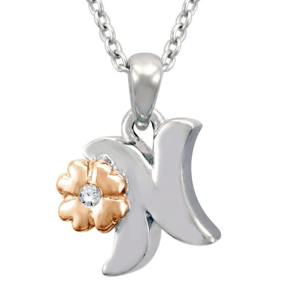 SILVER DIAMOND "N" INITIAL PENDANT PEN-SIL-0676