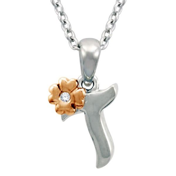 SILVER DIAMOND "T" INITIAL PENDANT PEN-SIL-0679