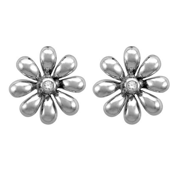 SILVER DIAMOND FLOWER  EARRINGS EAR-SIL-0330