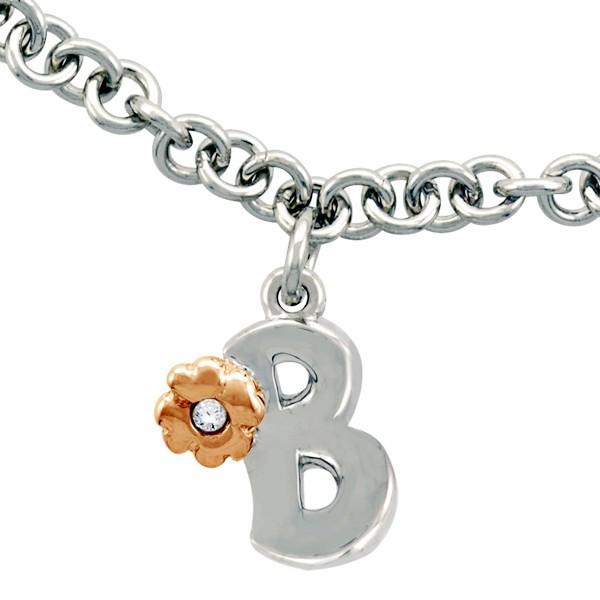 SILVER DIAMOND "B" INITIAL BRACELET BRA-SIL-0203