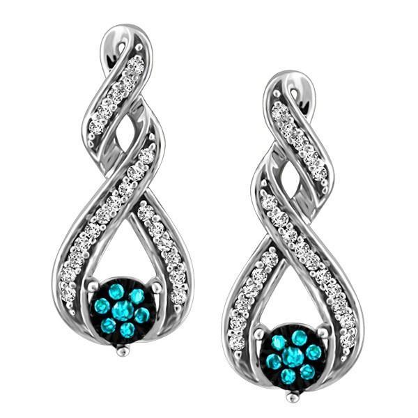 WHITE GOLD BLUE DIAMOND EARRINGS EAR-DIA-1348