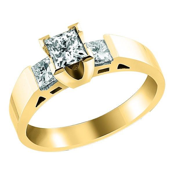 GOLD 3-STONE DIAMOND ENGAGEMENT RING RIN-LCA-1340