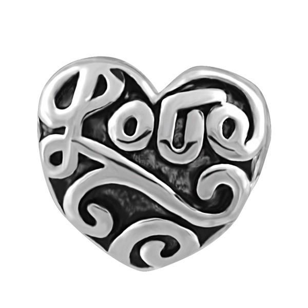 SILVER LOVE HEART BEAD BEA-YAF-0191