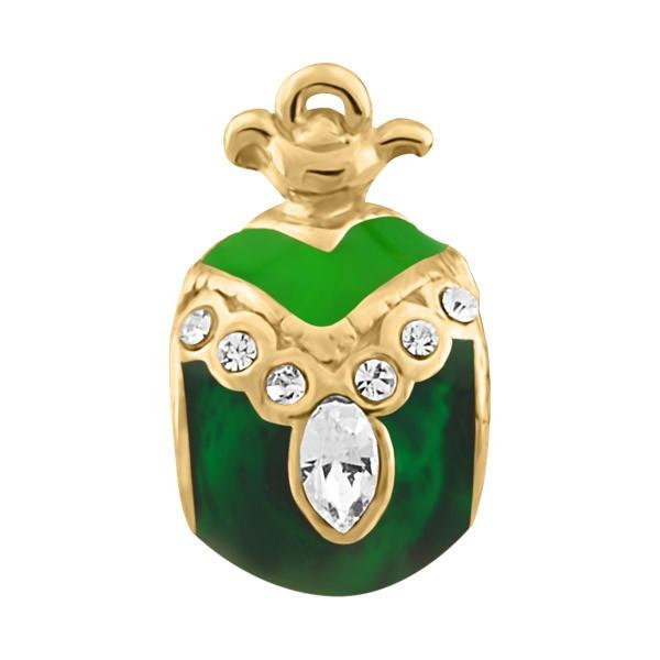 SILVER AND GREEN ENAMEL BEAD BEA-YAF-0194