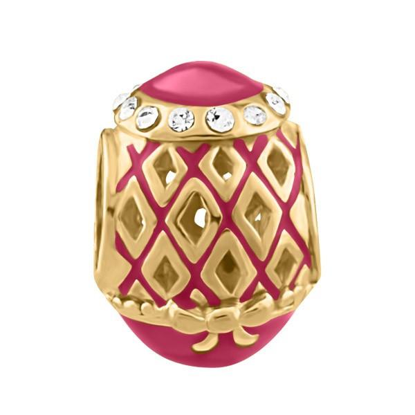 SILVER AND PINK ENAMEL BEAD BEA-YAF-0195
