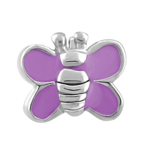 SILVER AND PURPLE BUTTERFLY BEAD BEA-YAF-0197