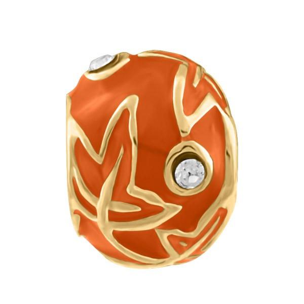 SILVER AND ORANGE ENAMEL BEAD BEA-YAF-0202