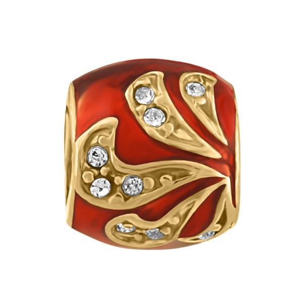 SILVER AND RED ENAMEL BEAD BEA-YAF-0229