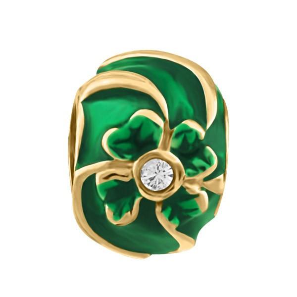 SILVER AND GREEN ENAMEL BEAD BEA-YAF-0231