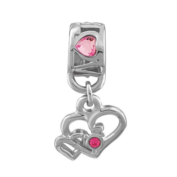 SILVER DANGLING HEARTS BEAD BEA-YAF-0239