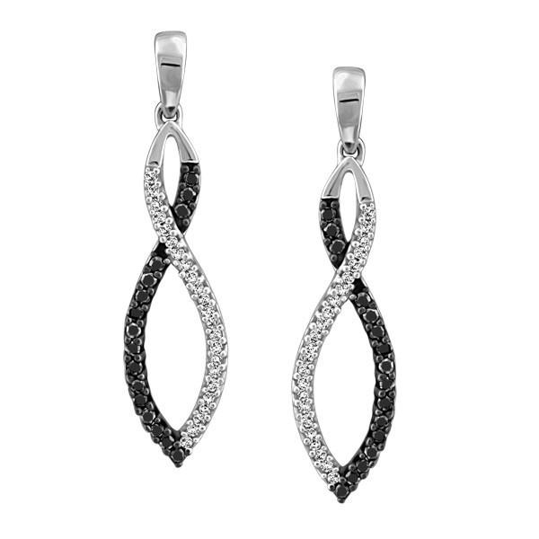 WHITE GOLD BLACK DIAMOND EARRINGS EAR-DIA-1426