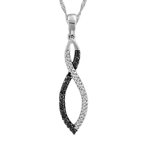 WHITE GOLD BLACK DIAMOND PENDANT PEN-DIA-2622
