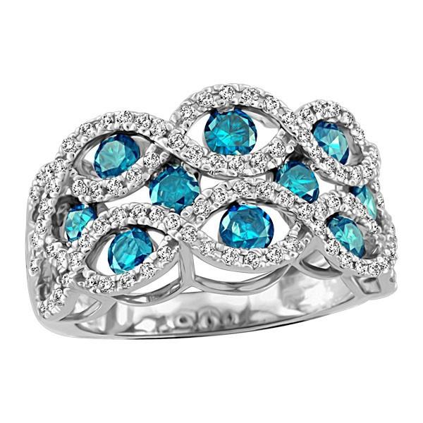 WHITE GOLD BLUE DIAMOND RING RIN-LDI-2104