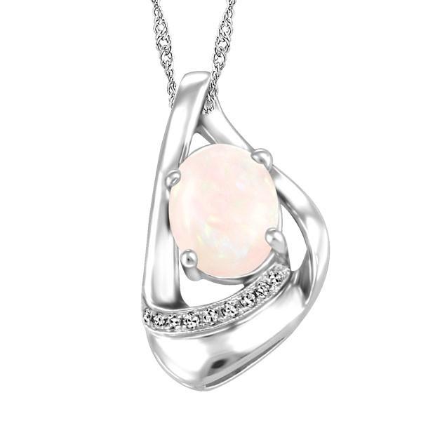 WHITE GOLD DIAMOND AND OPAL PENDANT PEN-GEM-1884