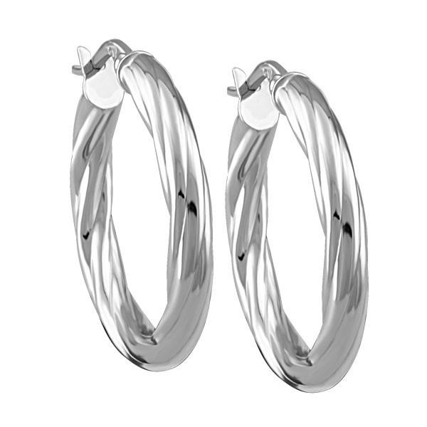 WHITE GOLD TWIST HOOP EARRINGS EAR-GLD-3740