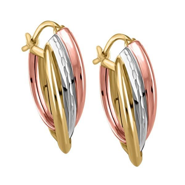 TRI GOLD HOOP EARRINGS EAR-GLD-3745