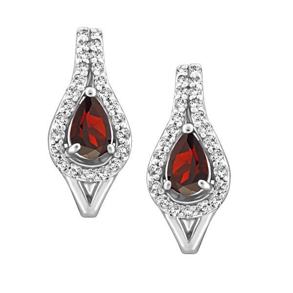 WHITE GOLD DIAMOND AND GARNET EARRINGS EAR-GEM-1159