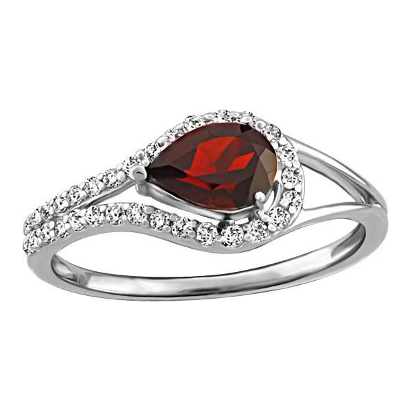 WHITE GOLD DIAMOND AND GARNET RING RIN-LGM-2638
