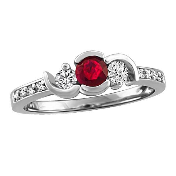 WHITE GOLD DIAMOND AND RUBY RING RIN-LGM-2672
