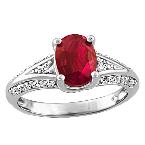 WHITE GOLD DIAMOND AND RUBY RING RIN-LGM-2668