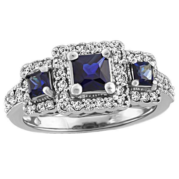 WHITE GOLD DIAMOND AND SAPPHIRE RING RIN-LGM-2677